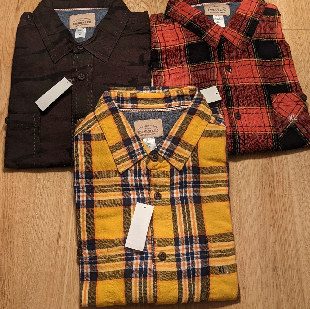 YOUNG MENS flannels pack of 3, Roebuck & Co brand, young men's XL, new with tags